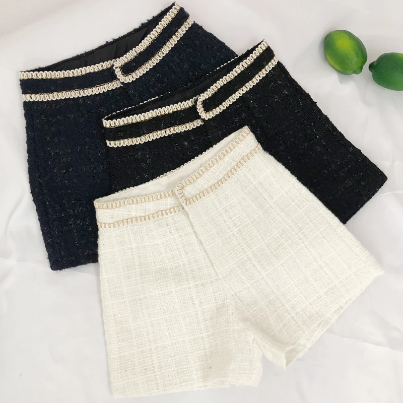 Яркие шелковые шерстяные шорты на молнии женские осенне зимние теплые короткие