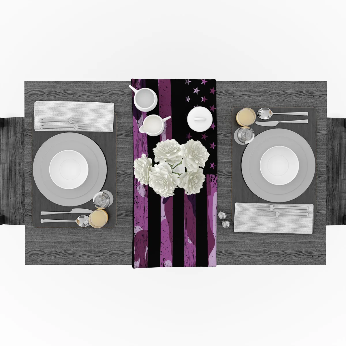 Фиолетовый камуфляж Американский флаг современный Настольный бегун s