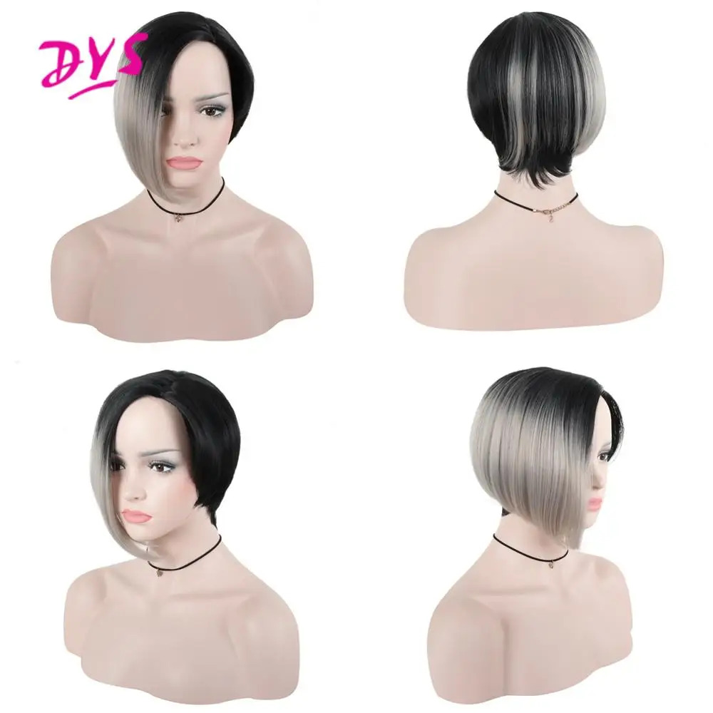 Deyngs Pixie Cut Bob парики короткие прямые естественные синтетические волосы для черных