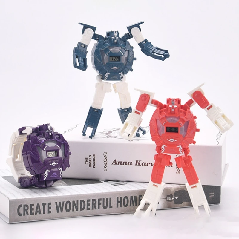 

Kids 2 in 1 Deformation Robot Watch Toys Luminous Transformation Electronic Robots for Children Boys Girls Gift