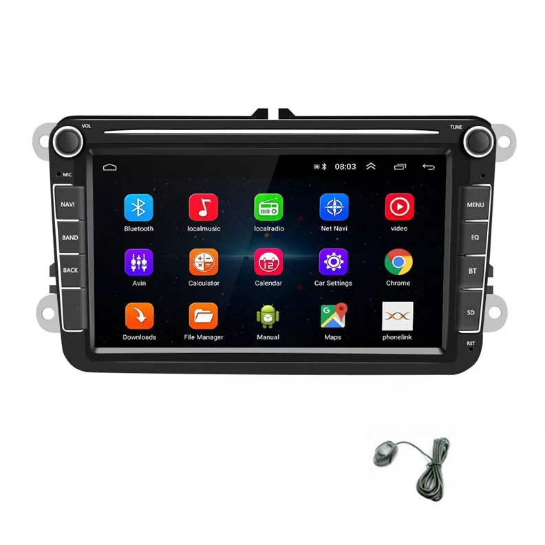 with MIC 2 Din автомагнитола gps навигация Мультимедиа для VW POLO PASSAT B5 B6 Golf 5 Octavia SEAT LEON Tiguan Touran Jetta School Rapid - Цвет: with MIC