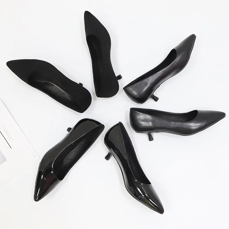 

New Four Seasons Pointed Thin Heel Shoes Professional Ol Fashion Simple Solid Color Comfortable Low Heel Workplace Women's Shoes