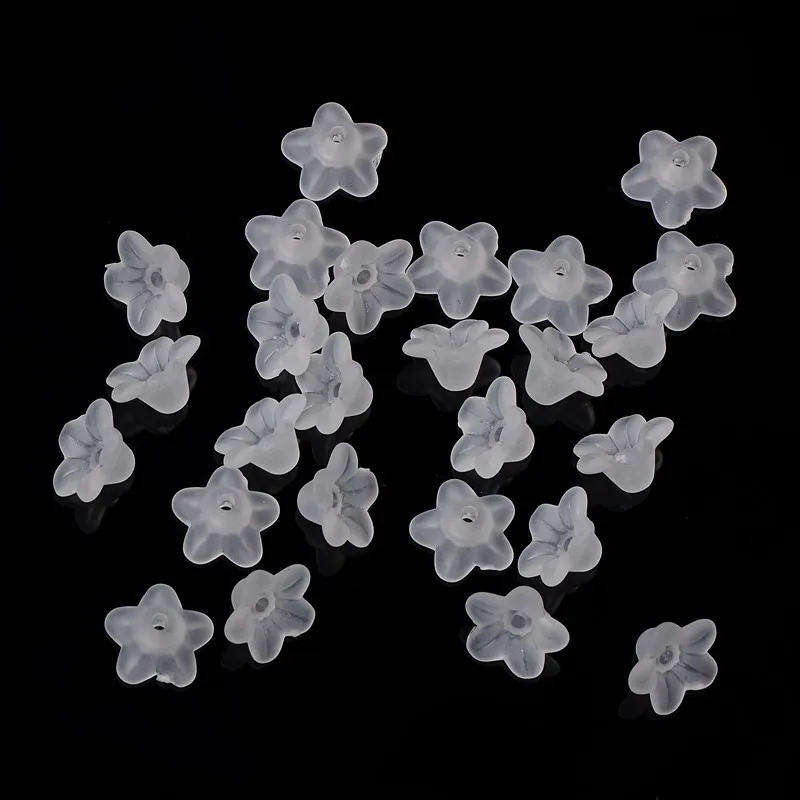 Прозрачные Акриловые бусины с цветами матовые для изготовления сережек DIY 10x5 мм