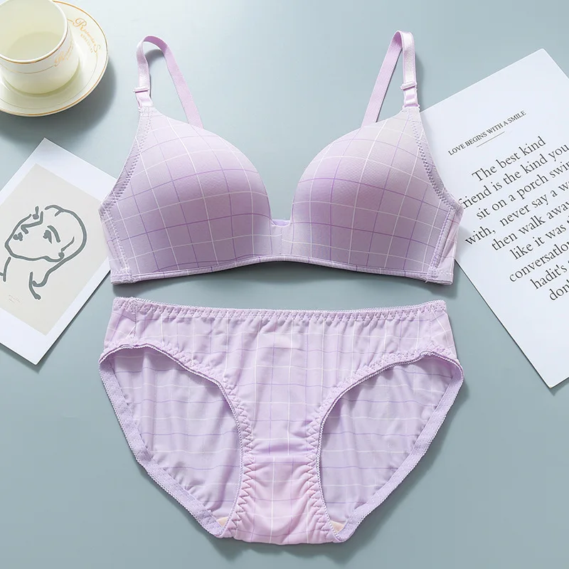 Новинка модное женское фиолетовое розовое пикантное нижнее белье Wasteheart в клетку