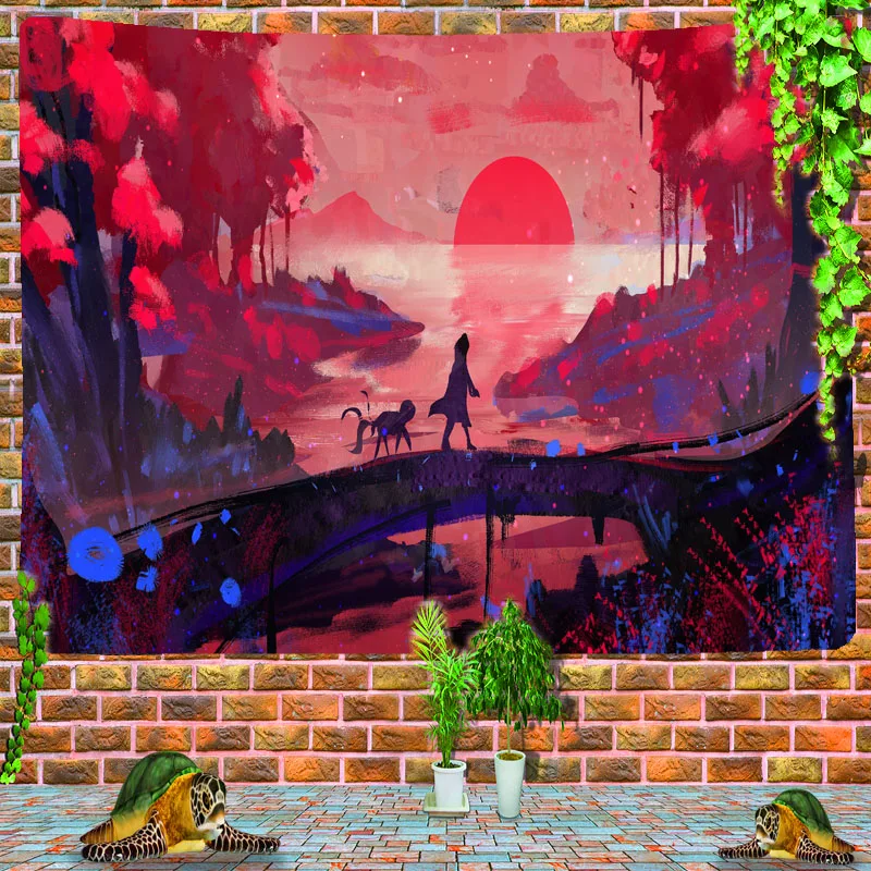 

Nordic psychedelic wall cloth background wall cloth home decoration wall blanket tapestry bedroom wall hanging cheap large wall