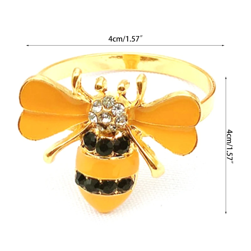 

6pcs Bee Pattern Napkin Buckles Alloy Napkin Ring Napkin Clasps Holder For Bar Wedding Party Dinner Table Decoration