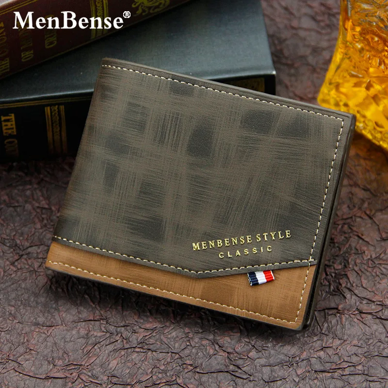 MenBense мужские кошельки кожаный PU двойной короткий кошелек мужской ретро деловой кошелек для монет сумка многофункциональный мини-кошелек д...