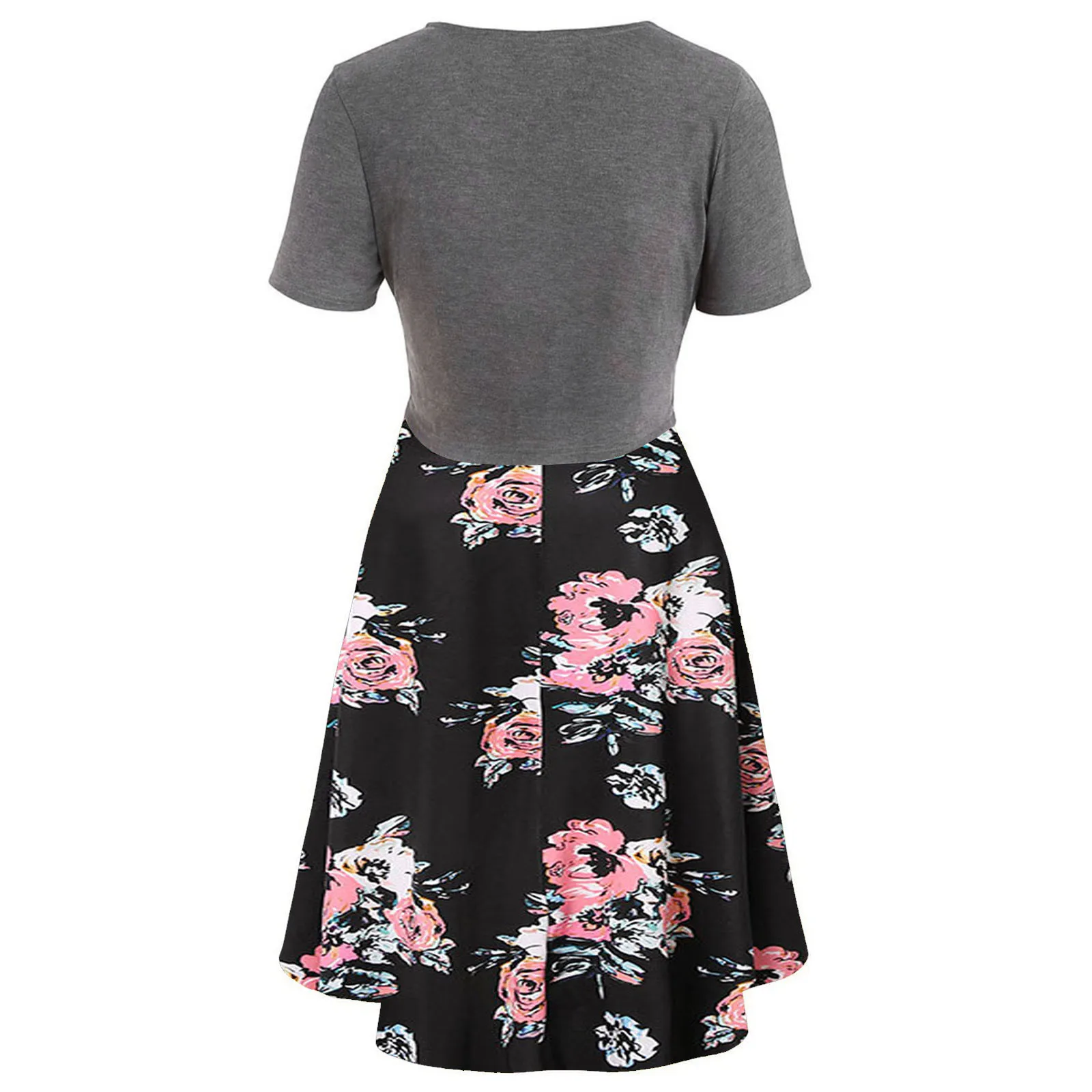 

Women Summer Dresses Short Sleeve Bowknot Bandage Top Floral Print Loose Dresses Female Beach Boho Dress Set