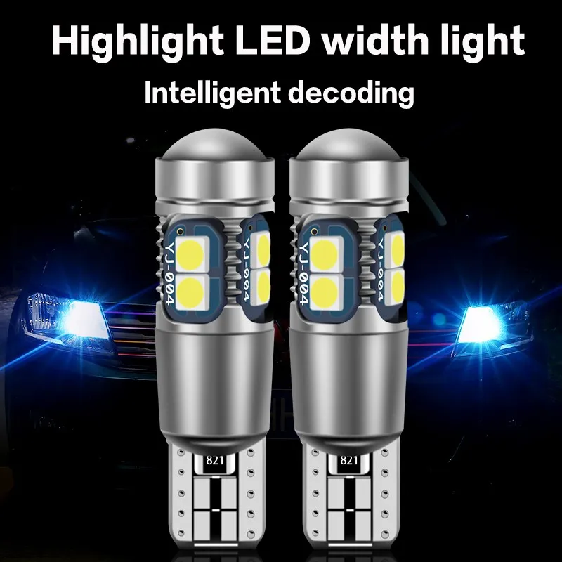 

2 шт., автомобисветильник светодиодные лампы T10 W5W 10SMD 3030 W5W 168 194