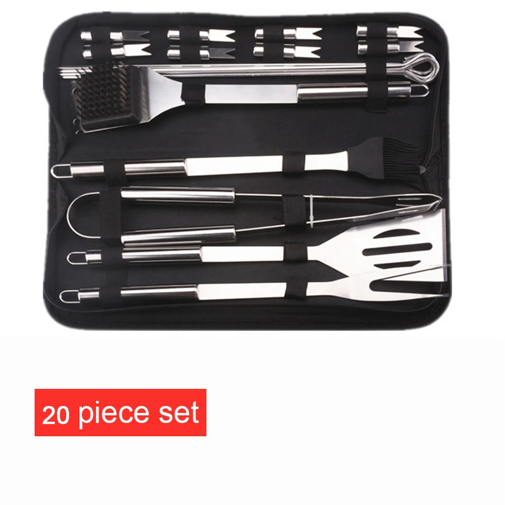 

5/20PCS Barbecue Tool Set Household Camping Picnic DIY Stainless Steel Barbecue Utensils Outdoor Kitchen BBQ Accessories