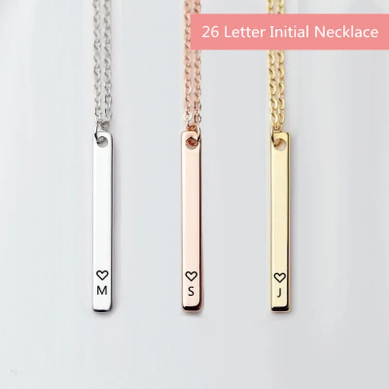 BUENOS Fashion Simple Love Initial Necklace Women Straight Couple 26 Letters Pendant Jewelry Gift | Украшения и аксессуары