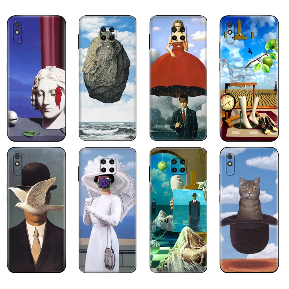 Черный чехол из ТПУ для Xiaomi Redmi 7A, 8, 8A, 9, 9A, 9C, чехол для Redmi Note 8T, 8 Pro, T, Note 9, 9S, 9 Pro, чехол rene magritte
