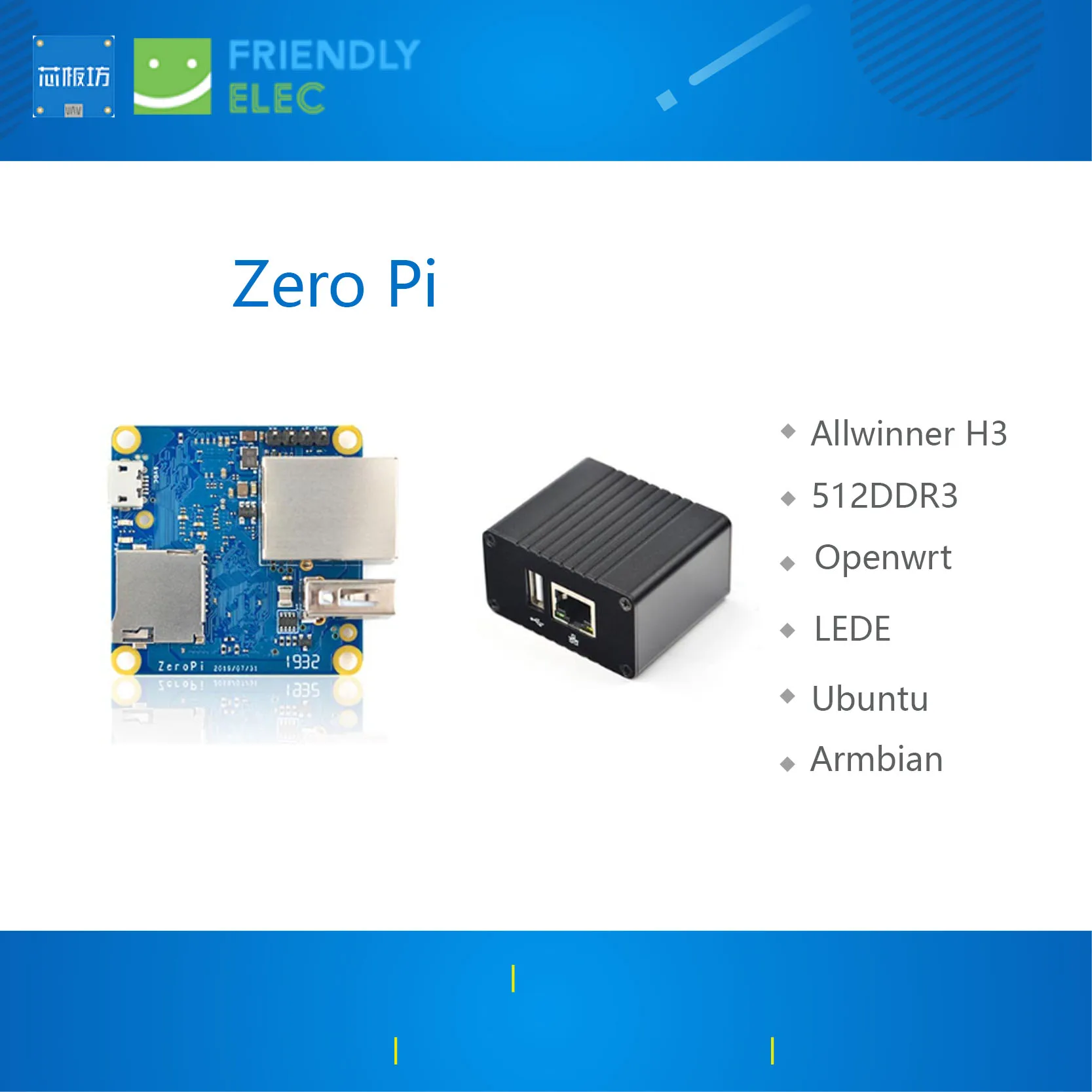 Дружественная NanoPi ZeroPi 512 МБ RAM Gbps Ethernet Cortex A7 макетная плата Allwinner mini linux pi