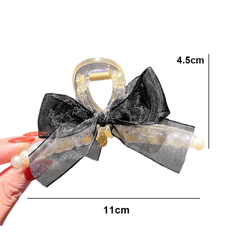 

Elegant Acrylic Barrette Big Size Hair Claws Solid Color Transparent Bowknot Hair Clip for Women Girls Hair Accessories New 2022