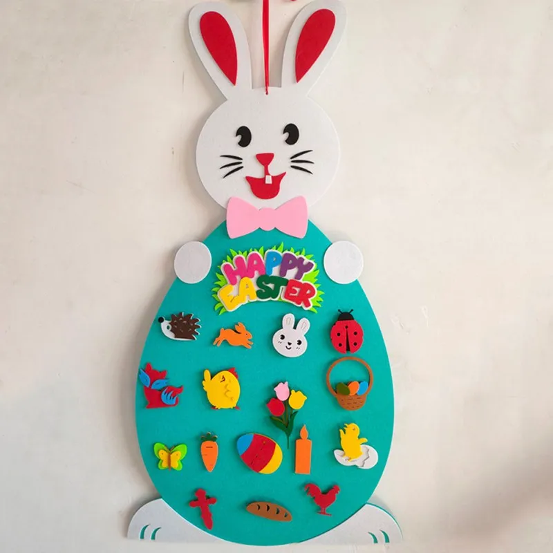 

CXD-2021Easter nonwoven pendant door hanging puzzle DIY set of felt Bunny Easter Bunny Decor For Home Kids DIY Easter Gift