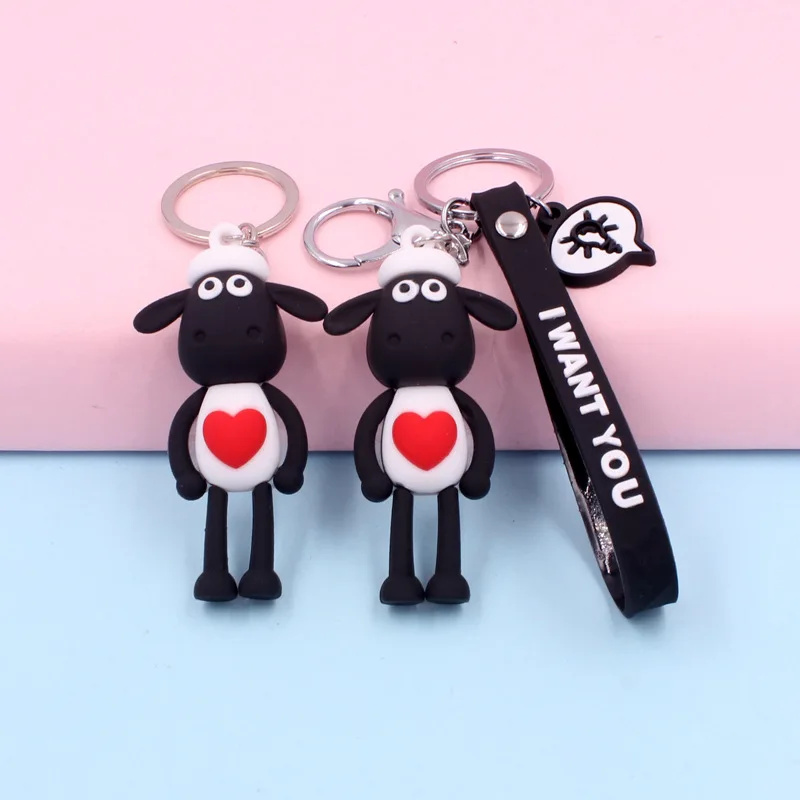 2020 Новый ПВХ милый брелок овца Мультфильм кожаный шнур ягнята кольцо для женщин