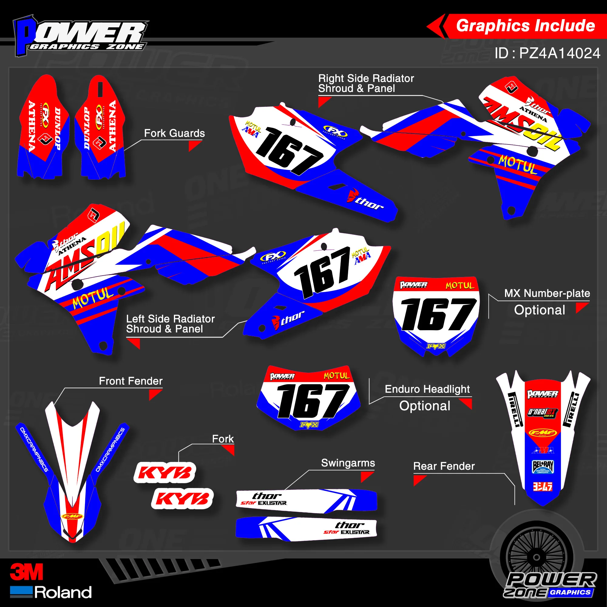 PowerZone пользовательские команды графики фоны наклейки 3 М Набор для YAMAHA 14-18 YZ250F 15-18
