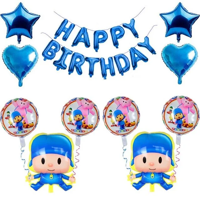 1set POCOYO детей с днем рождения поставки мультфильм собака слон малыш душ Мальчики украшения шар посуда чашка тарелка - Цвет: 1set