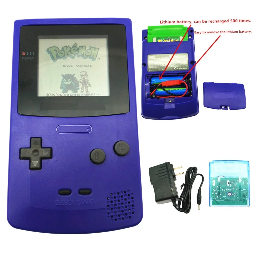 Отремонтированный Перезаряжаемые для GameBoy Цвет консоль GBC + карточная игра