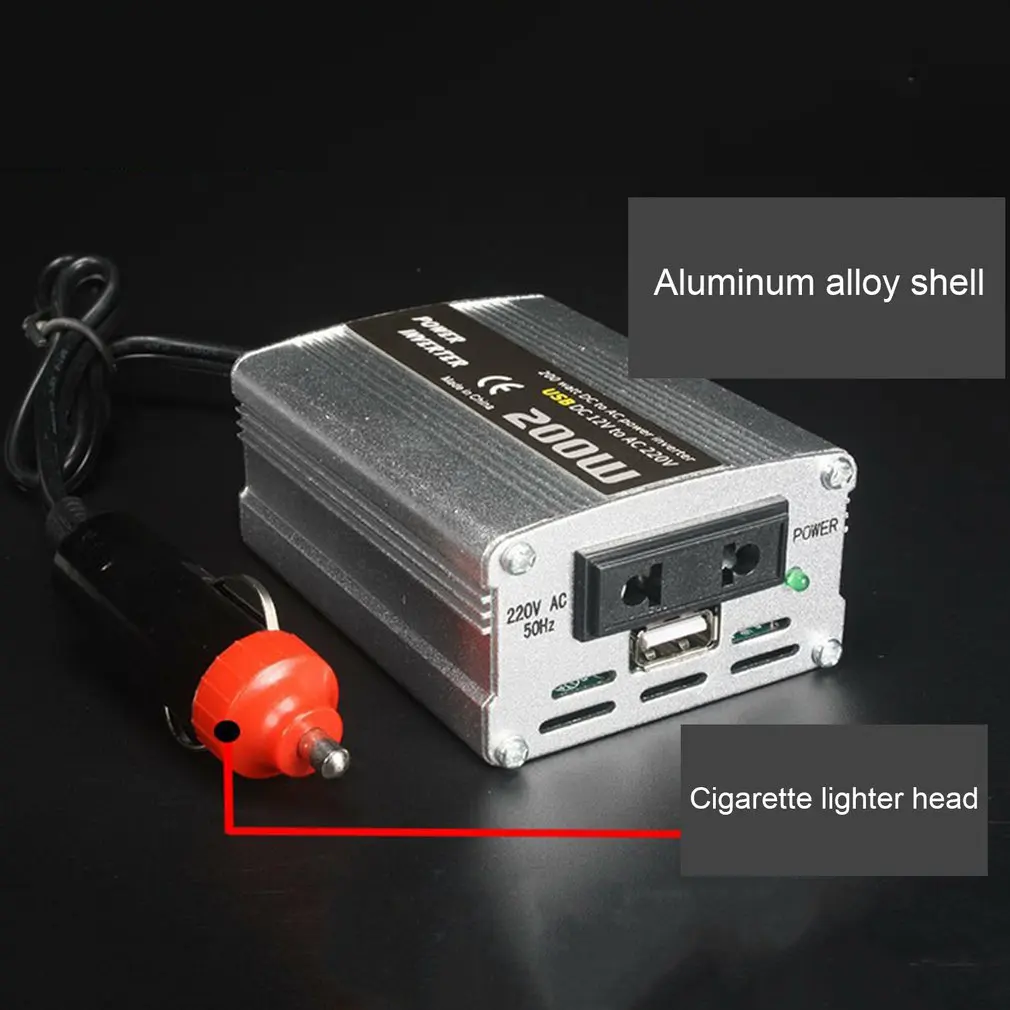 

Автомобильный инвертор, стабильный, надежный, 200 Вт, для телефона, с интеллектуальными функциями защиты USB 7