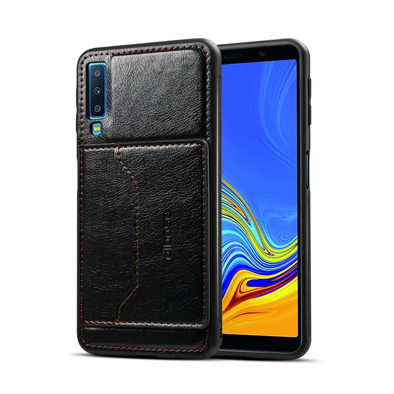 Для samsung Glaxy A70 A60 A50 A30 A20 A10 70 50 флип кожаный держатель для карт силиконовый чехол для samsung Примечание 10; плюс 10+ 9 8 чехол - Цвет: Черный