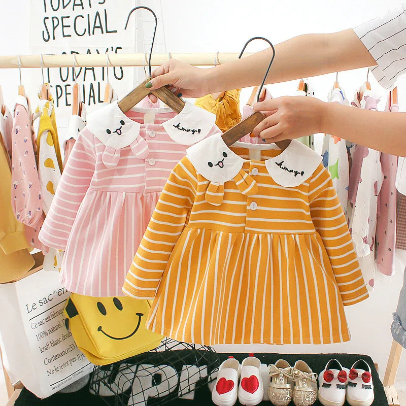

Newborn Baby Girls Clothes Long Sleeve Infant Toddle Baby Dress Autumn Cotton Casual Dresses Apparel For 9-24 Months Baby Girl