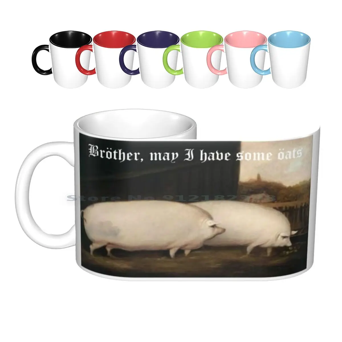 

Brother , May I Have Some Oats  Pig Meme Ceramic Mugs Coffee Cups Milk Tea Mug Meme Funny Brother Pig Pig Meme Brother May I
