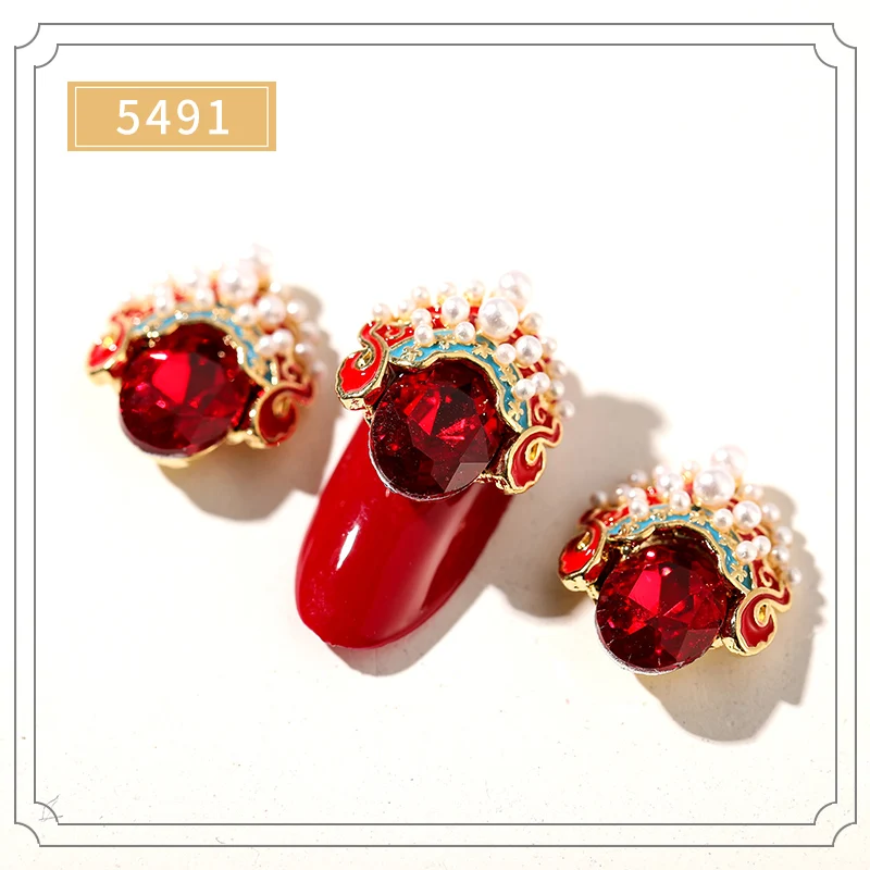 3pcs Chinese Design Drama Line Stone Nail Studs Nails Art Parts for Nail UV Gel Polish Decoration of Nail Accessories