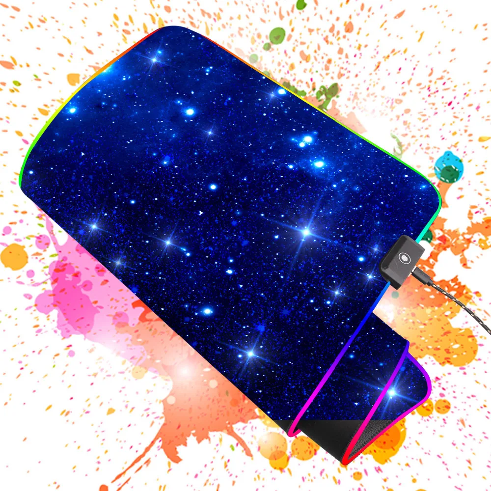 Большой светодиодный RGB коврик для мыши Vococal проводной игровой геймерский с