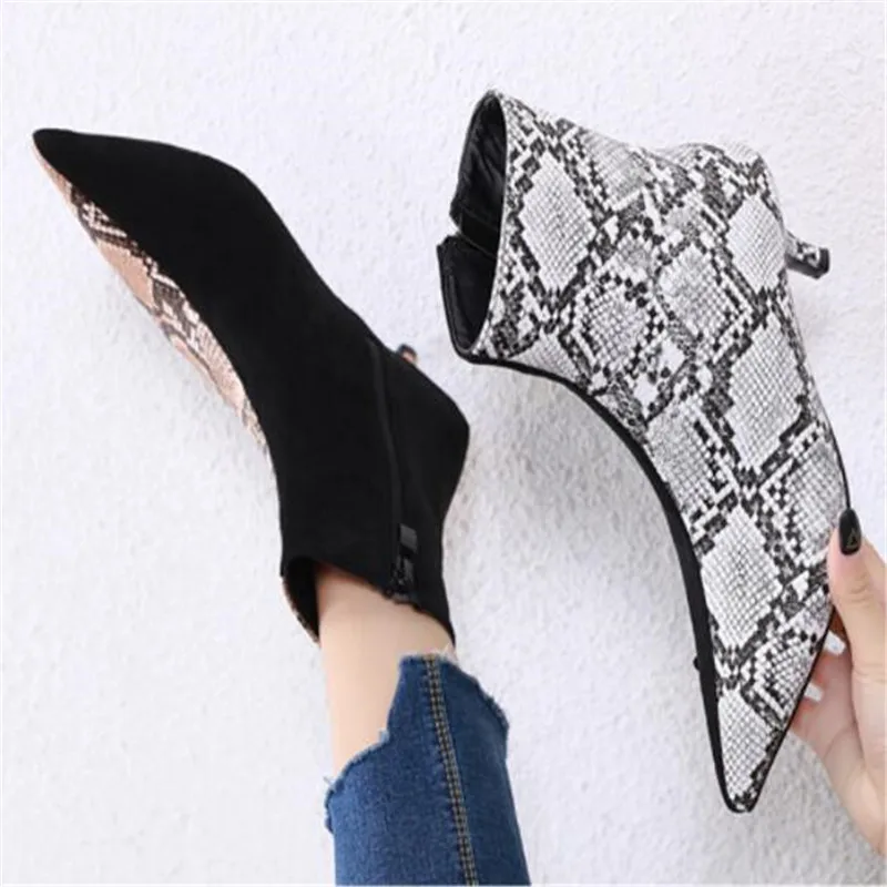 Fashion Women Ankle Boots Chelsea Fashion Ladies Stretch Boots Pointed Toe Back Zipper Thin High Heels Booties Autumn Boots
