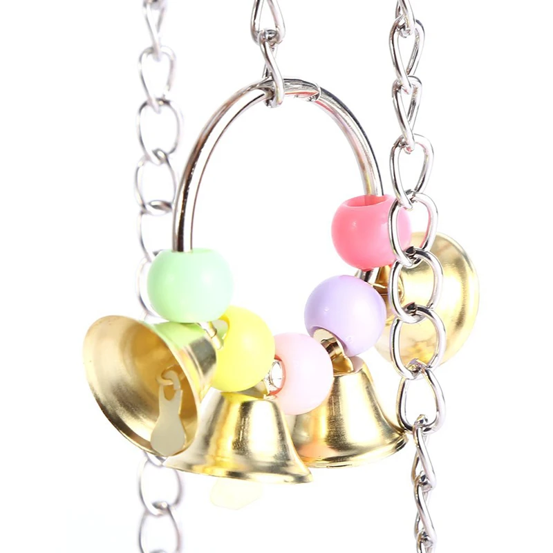 

Parrot Toy Bird Swing Movement Swing Ladder Climbing Ladder Bridge Wooden Rainbow Pet Hammock With Bell Toy