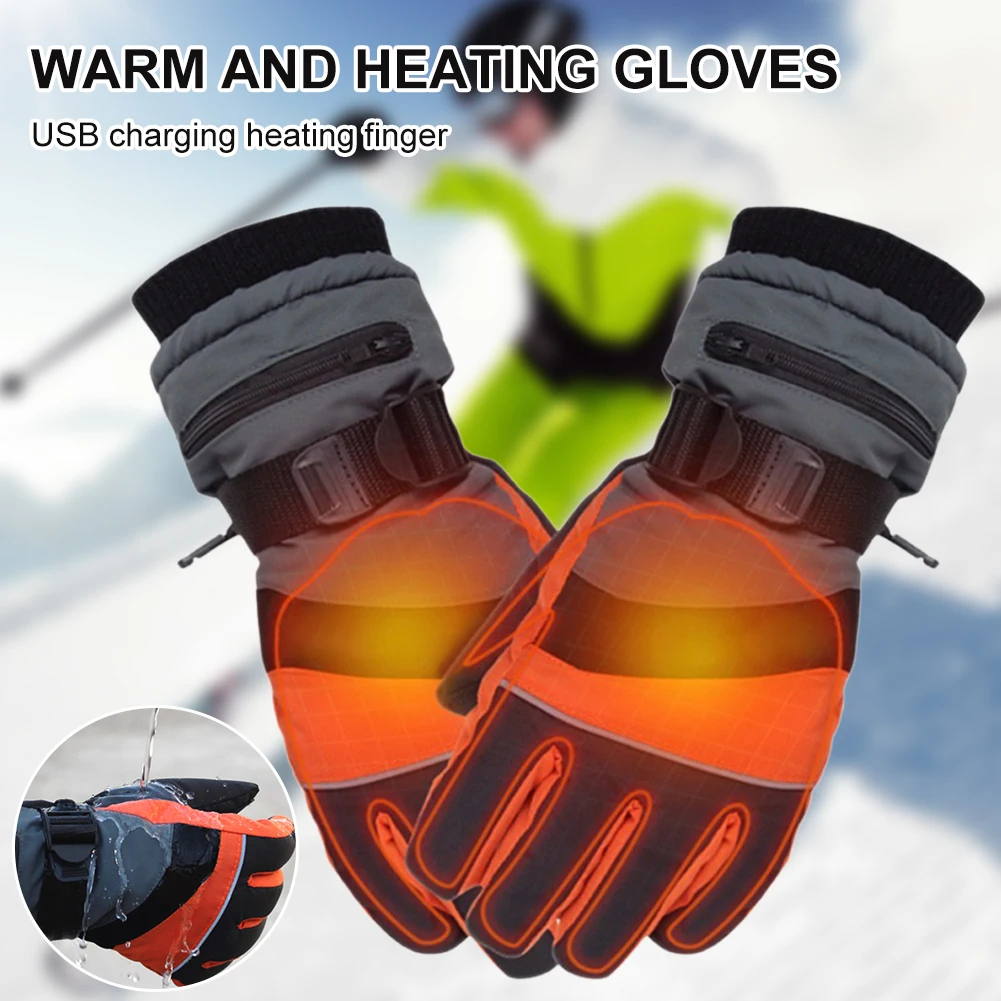 

Motorcycle heated gloves Mittens Thermal Waterproof Rechargeable Heating Gloves Reflective Strips Winter Warmer Cycling Skiing
