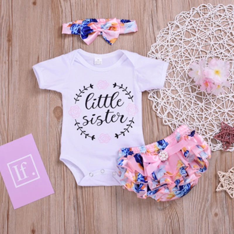 3 предмета футболка для новорожденных девочек с надписью боди оборками и