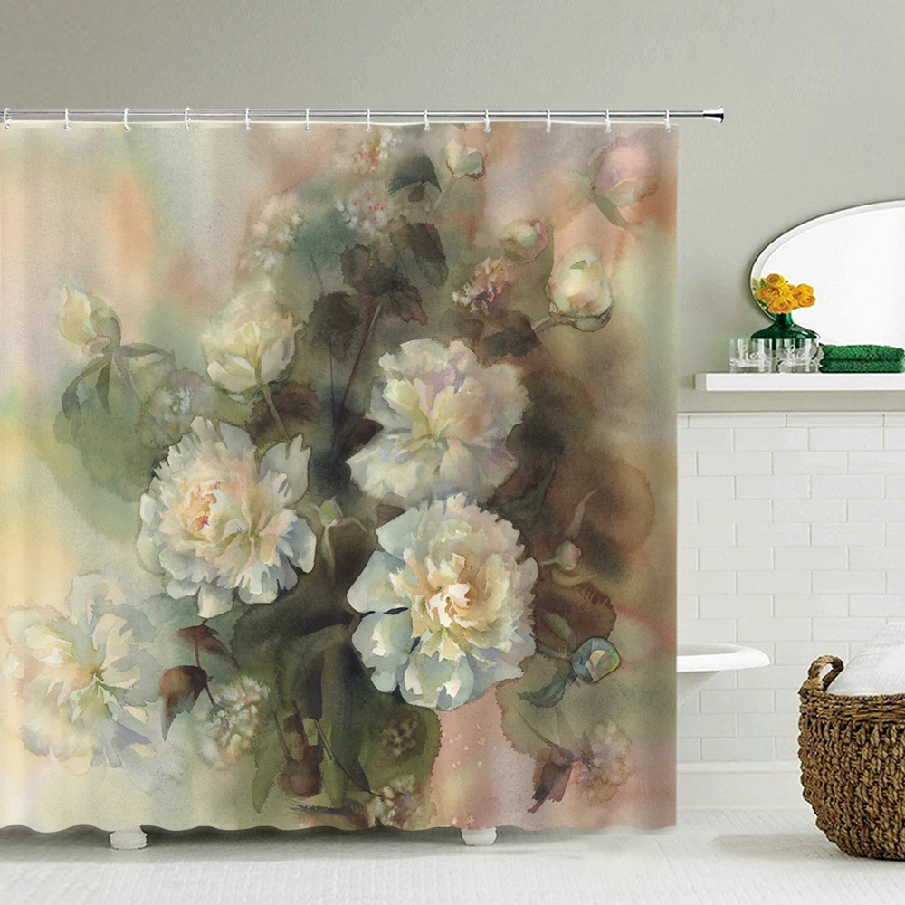 

Занавеска для душа с 3D рисунком цветов для ванной, водонепроницаемая занавеска для душа из полиэстера, занавеска для душа с бабочками, птица...