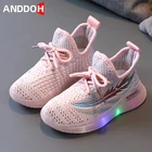 Детские светящиеся кроссовки, дышащие сетчатые, повседневная обувь для начинающих ходить детей, светильник 21-30