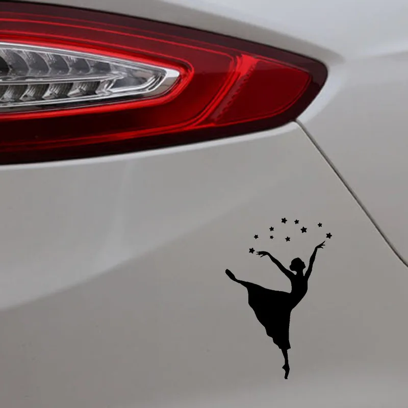 Langru 8.9CM*13.6CM Vinyl Graphics Decals Girl Dancer And Cute Stars Car Sticker Jdm | Автомобили и мотоциклы