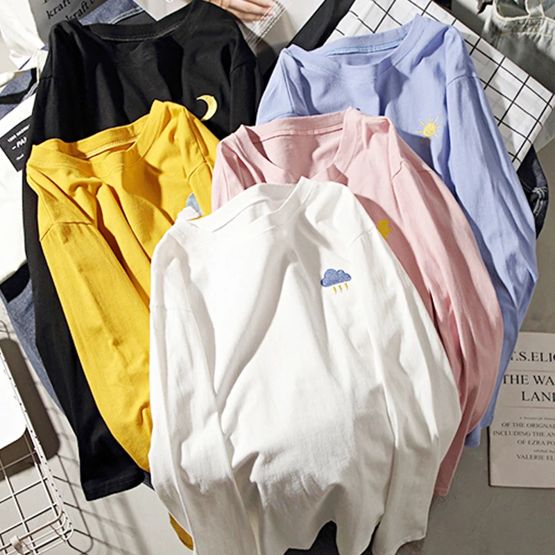 Женская футболка в стиле Харадзюку осенняя хлопковая Футболка с изображением