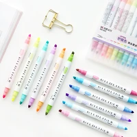 12pcs mild color highlighter pens set dual side writing fluorescent marker for drawing liner stationery office school a6103