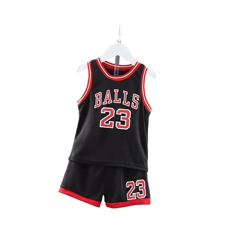 

2021 Boys Sports Basketball Clothes Suit Children's Leisure Letters Print Sleeveless O-neck Baby Vest Top+Shorts for Daily