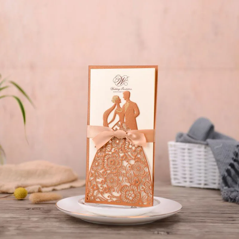 50 шт. лазерная резка свадебные пригласительные открытки для невесты и жениха