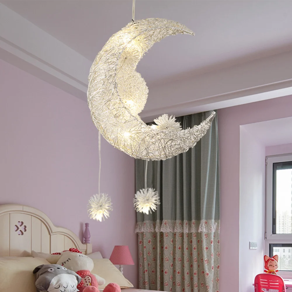 

Modern Suspension Lights Moon Star Chandelier 220V LED Hanging Lamp for Bedroom Living Room Restaurant