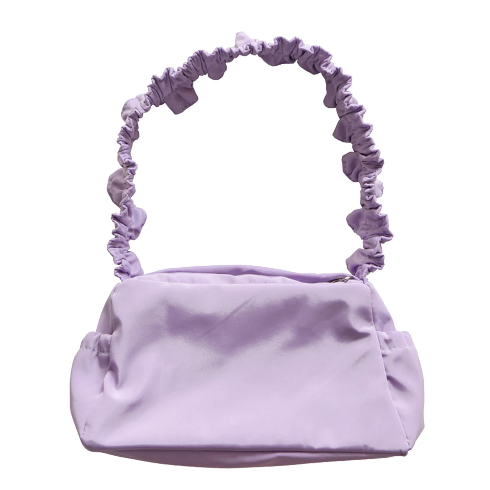 

Pu leather femail bag Daily casual Bags Pure Color Handbag Zipper Shoulder Bag Pouch Tote Women Ruffle ladies Bags