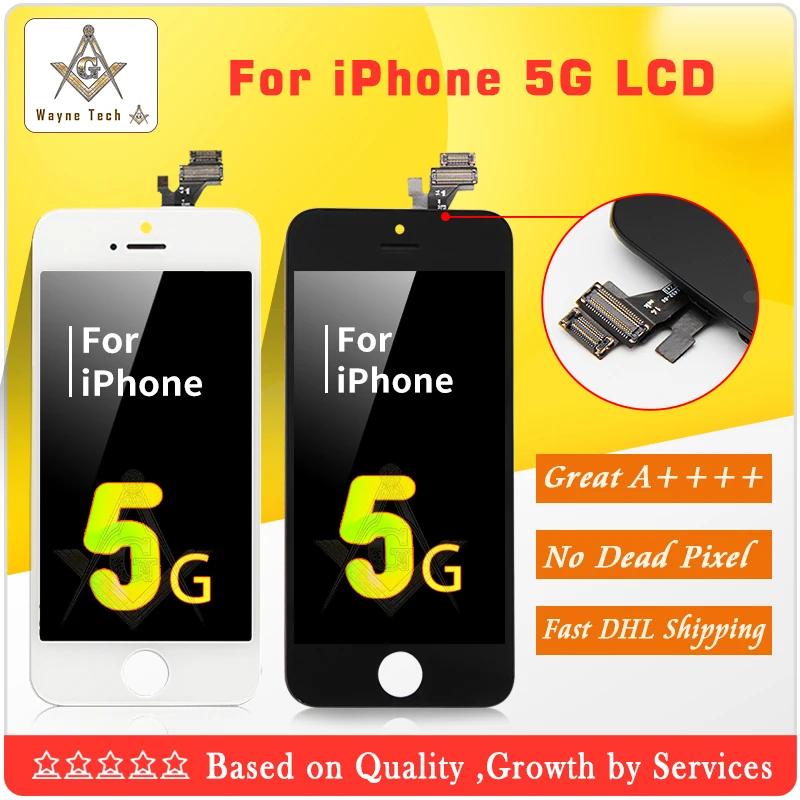 

20 шт./лот 100% качество AAA без битых пикселей LCD сборка для iPhone 5 5G с сенсорным экраном дигитайзер Бесплатная доставка DHL