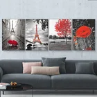 Модульная Настенная картина с изображением башни, Красного зонтика, картины с Парижем, уличный фонарь, плакат, Декор для дома и офиса