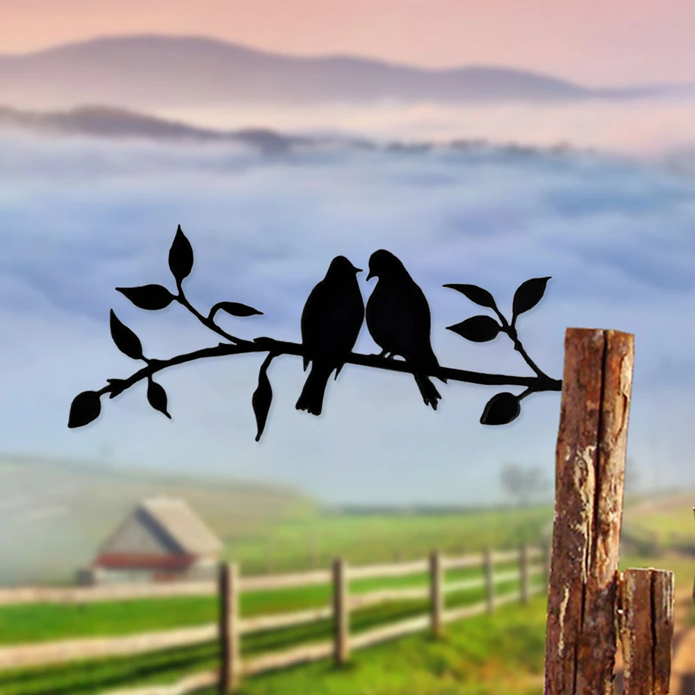 

Metal Hummingbird Art Garden Decor Animal Bird Decoration Scrapbook For Yard Or Tree Hummingbirds Love Birds Leaf Couple Birds