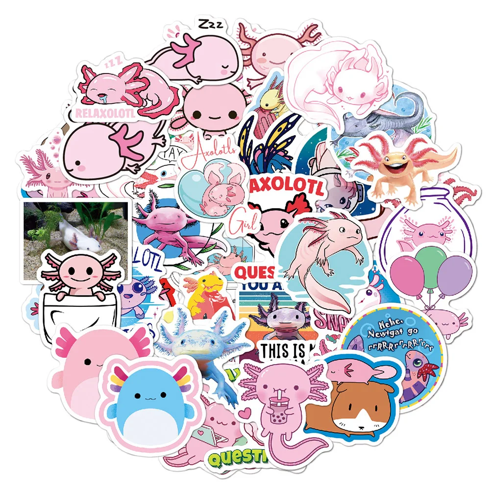 103050100pcs cute animal axolotl graffiti stickers cartoon decals water bottle laptop fridge scrapbook diary sticker kids toy free global shipping
