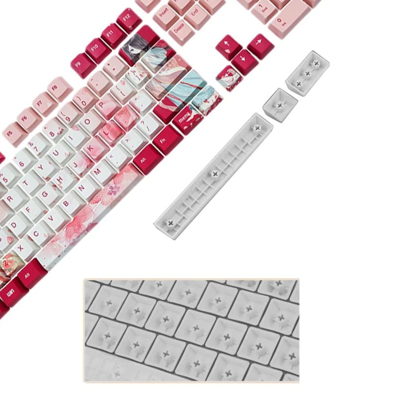 

Dye-Sublimation-Peach Blossom PBT Opaque Keycap Personality 108 Key Keycap Cross Keycap X Structure Technology