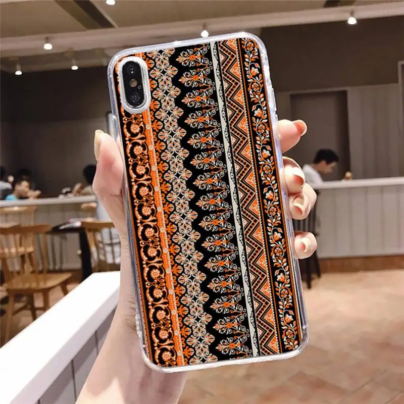 

Colorful mandala print Phone Case Transparent soft For iphone 5 5s 5c se 6 6s 7 8 11 12 plus mini x xs xr pro max