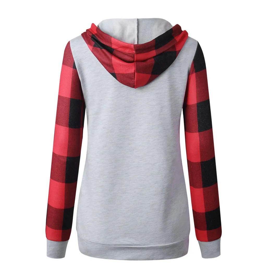 Толстовки для женщин свитшоты клетчатые толстовки с длинным рукавом и принтом