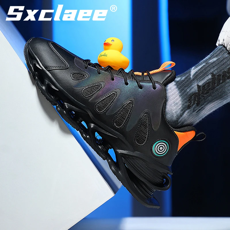 Sxclaee Breathable Reflective Men Casual Shoes Fashion Cushioning Male Sports Shoes Non-slip Wear-resistant Sneakers Big Size 46